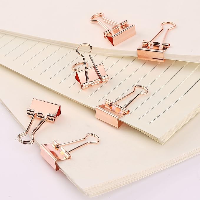 Mr. Pen- Binder Clips, Minirose Gold, 50 Pack, 0.75in Paper Clips