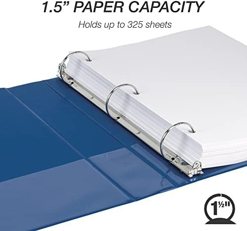 Samsill 1.5 Inch 3 Ring Binders, Made in USA, Economy Round Ring, Clear View Cover, 325 Sheet Capacity - for School, Home, Office - Blue, 4 Pack