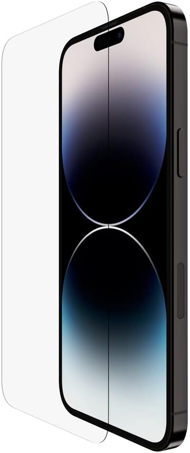 Belkin TemperedGlass iPhone 14 Pro Max Screen Protector - iPhone 14 Pro Accessories - Easy Application With Installation Guide Tray - Tempered Glass Antimicrobial Screen Protector - 9H Hardness Tested