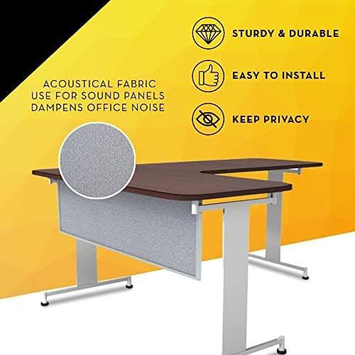 OBEX Acoustic Table Mounted Modesty Desk Privacy & Sound Absorbing Panel for Office Cubicles, 12" x 42", Overcast