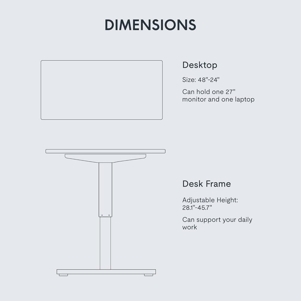 FLEXISPOT EN1 One-Piece Standing Desk 48 x 24 Inches Height Adjustable Electric Desk Sit Stand Desk Home Office Desks (White Frame + Marble Gray Top, 2 Packages)
