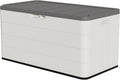 Premium Pro Edition 100 Gallon Lockable Resin Deck Box, Waterproof & UV-Resistant Outdoor Storage Box for Outdoor Cushion Storage, Garden Tools & Pool Accessories Storage, White