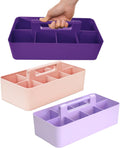 -Large Portable Caddy, DIY Dividers, 8 Compartments, School Office Supplies Home Business Portable Basket with Handle Storage Made in USA (3 PACK, Royal Purple/Lavender/Pink)