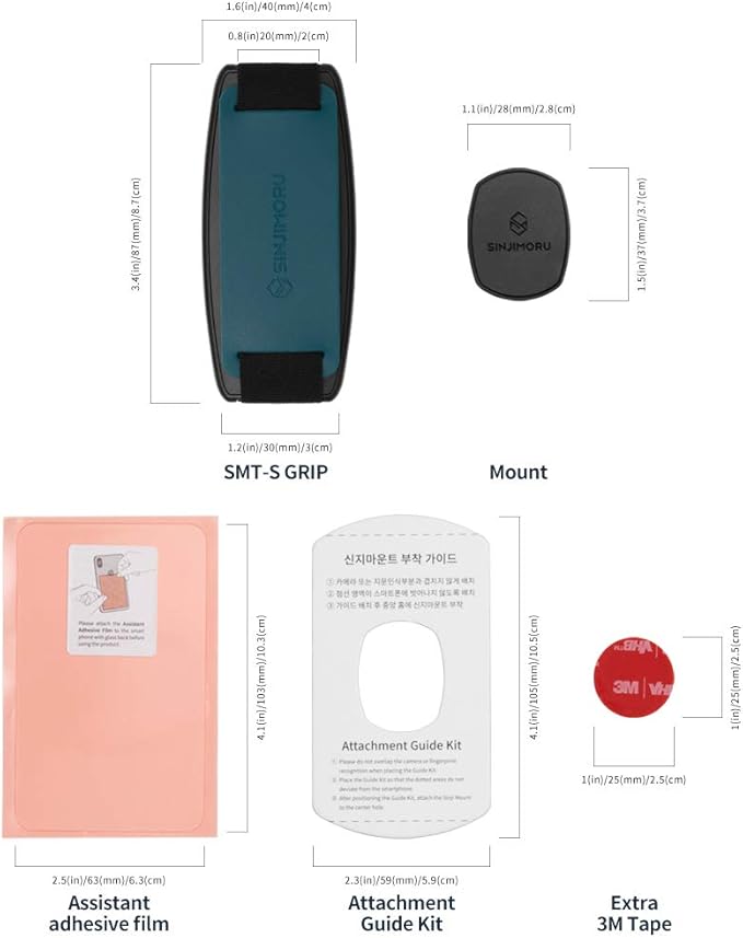 Sinjimoru Detachable Phone Grip Kickstand for Wireless Charging Compatible Phone Finger Holder for iPhone & Smartphones. Sinji Mount S-Grip Blue