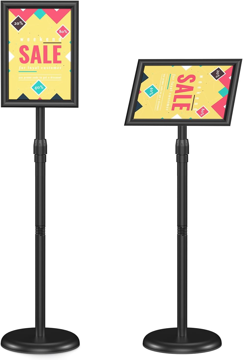Relx Sign Holder Stand 8.5x11 inch - Adjustable Floor Standing Sign Holder - Signage Stand with Snap-Open Frame Display for Malls,Schools,Restaurants