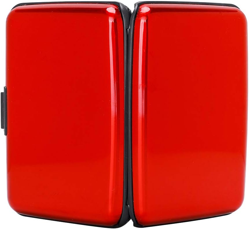 ELFISH Mini RFID Aluminum Wallet Credit Cards Holder Business Card Case Metal ID Case for Men Women (Red)