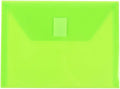 JAM PAPER Plastic Envelopes with Hook & Loop Closure - Index - 5 1/2 x 7 1/2 - Lime Green - 12/Pack