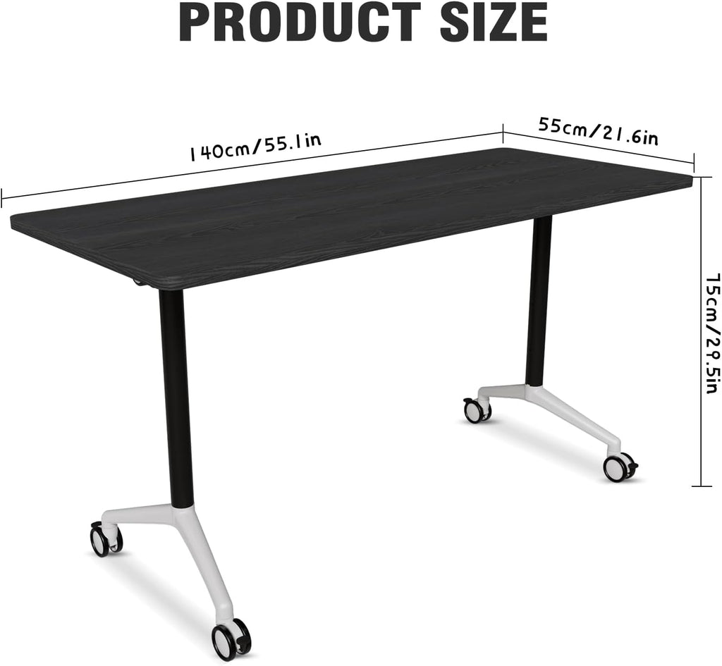 Conference Room Table with Flip-Top Design for Dynamic Meetings, Business Table Computer Desk with Heavy-Duty Frame,Foldable Seminar Meeting Tables for Home Office (2, F, 55.1IN)