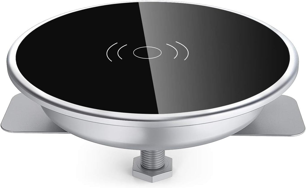 i.VALUX Desk Wireless Charger, 15W Fast Charging Pad for iPhone 17/16/15/14/13/12/11/Pro/Xs Max/XR/AirPods/Samsung Galaxy 10/S10+/S9,Hidden Embed in Furniture Desk Grommet Hole Qi Charger Station