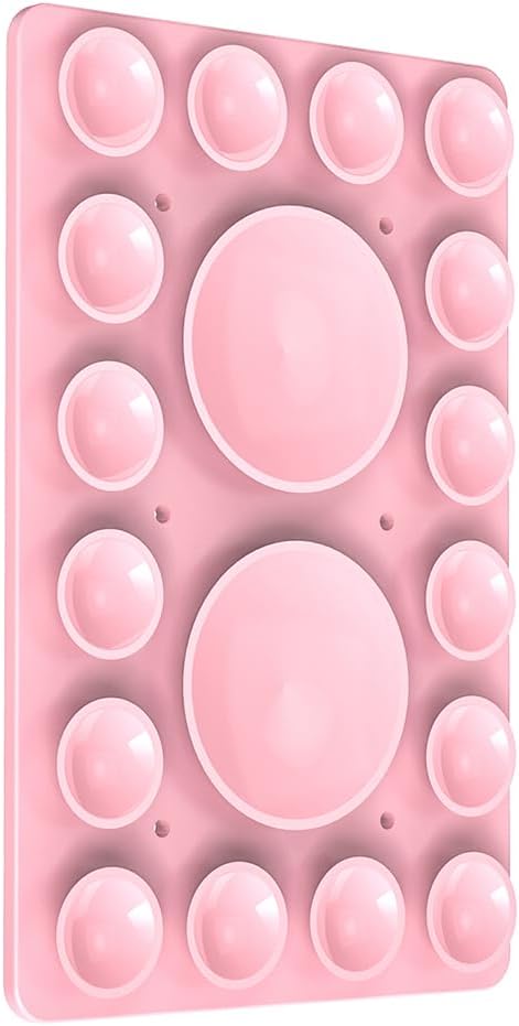 Silicone Suction Phone Holder Mount,Silicon Adhesive Phone Accessory for iPhone and Android, Hands-Free Mirror Shower Phone Holder,TikTok Videos and Selfies (Light Pink, Single Sided)