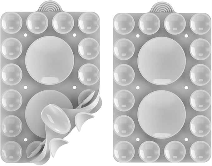 Silicone Suction Mount, Silicon Adhesive Phone Accessory for iPhone and Android, Hands-Free Mirror Shower Phone Holder, TikTok Videos and Selfies (Light Gray 2Pack, Double Sided)