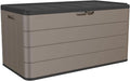 100 Gallon Plus Resin Deck Box, Waterproof Outdoor Storage Bin for Patio Furniture, Pool Accessories, and Garden Tools, Lockable & UV-Resistant, Brown