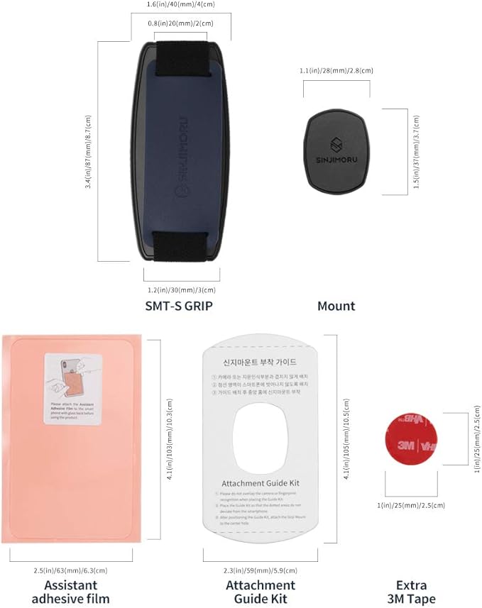 Sinjimoru Detachable Phone Grip Kickstand for Wireless Charging Compatible Phone Finger Holder for iPhone & Smartphones. Sinji Mount S-Grip Navy