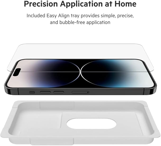 Belkin TemperedGlass iPhone 14 Pro Max Screen Protector - iPhone 14 Pro Accessories - Easy Application With Installation Guide Tray - Tempered Glass Antimicrobial Screen Protector - 9H Hardness Tested