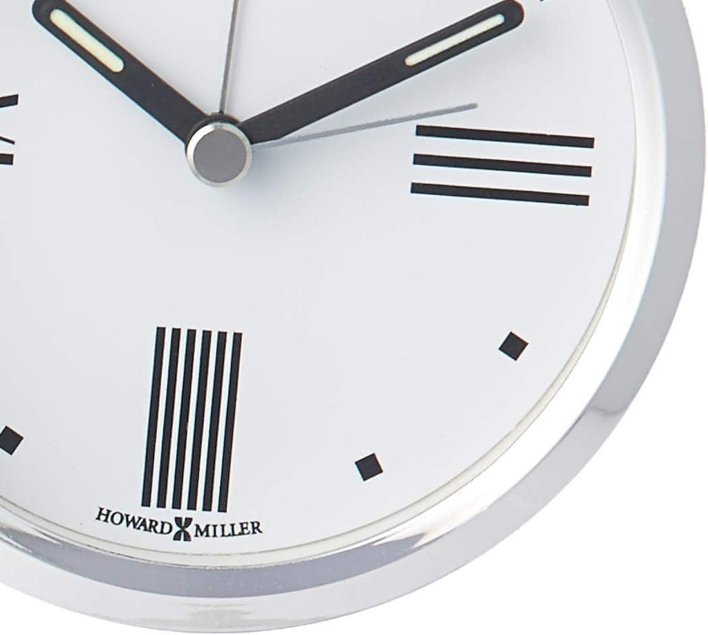 Howard Miller Tribeca Tabletop Clock – Modern Decorative Alarm Clock with Quartz Movement Brushed Aluminum Base & Beveled Glass Accents for Elegant Home & Office Decor Bold Accent Piece