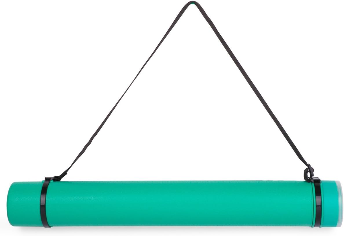 TRANSON Durable Poster Storage Tube with Straps 24"-40" Extendable for Blueprints, Artwork, Maps, Posters Color Green