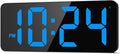 LED Digital Wall Clock with Large Display, Big Digits, Auto-Brightness, 12/24Hr Format, Modern Electric Small Silent Wall Clock for Living Room, Bedroom, Classroom, Farmhouse, Kitchen, Office - Blue