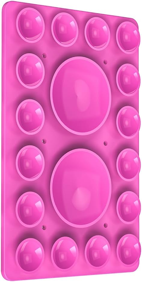 Silicone Suction Holder, Silicon Adhesive Phone Accessory for iPhone and Android, Hands-Free Mirror Shower Phone Holder, TikTok Videos and Selfies (Rose Pink, Single Sided)