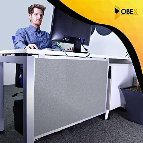 OBEX Acoustic Table Mounted Modesty Desk Privacy & Sound Absorbing Panel for Office Cubicles, 12" x 66", Overcast