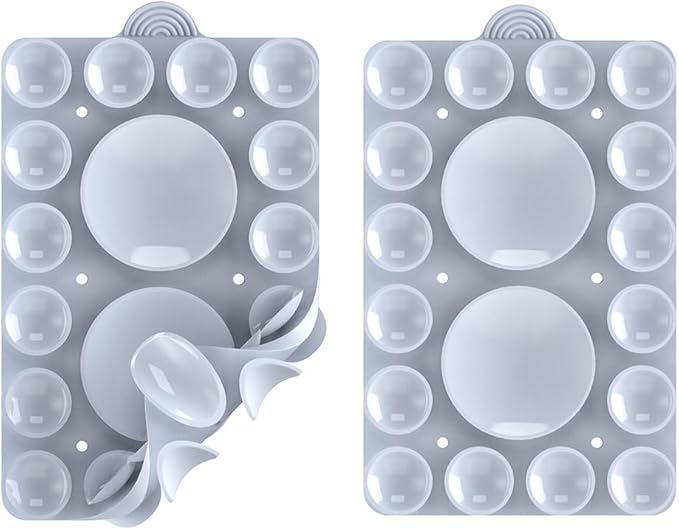 Silicone Suction Holder, Silicon Adhesive Phone Accessory for iPhone, Android and More, Hands-Free Mirror Shower Holder, TikTok Videos and Selfies (Light Blue 2Pack, Double Sided)