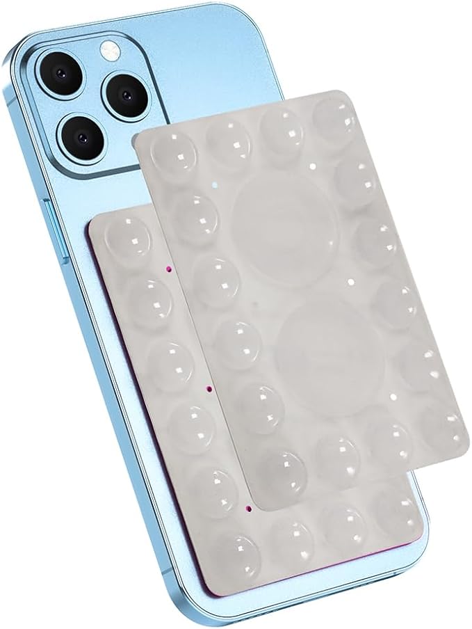 Silicone Suction Phone Holder Mount, Adhesive Accessory for iPhone and Android, Hands-Free Mirror Shower Holder for TikTok Videos and Selfies (Transparent, Single Sided)