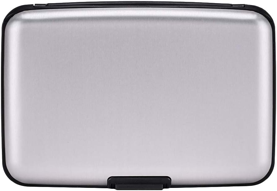ELFISH Mini RFID Aluminum Wallet Credit Cards Holder Business Card Case Metal ID Case for Men Women (Silver)