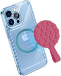 Magnetic Suction Cup Phone Mount, Silicone Suction Stand Holder, Compatible with iPhone MagSafe Phone Case, Hands-Free Mirror Shower Phone Holder Accessory for TikTok Videos, Rose Red