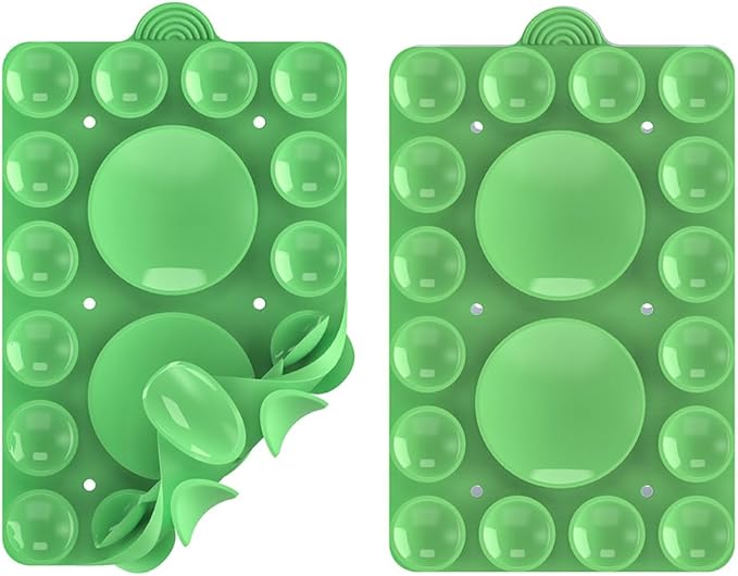 Silicone Suction Phone Holder Mount, Silicon Phone Accessory for iPhone and Android, Hands-Free Mirror Shower Mount, TikTok Videos and Selfies (Grass Green 2Pack, Double Sided)
