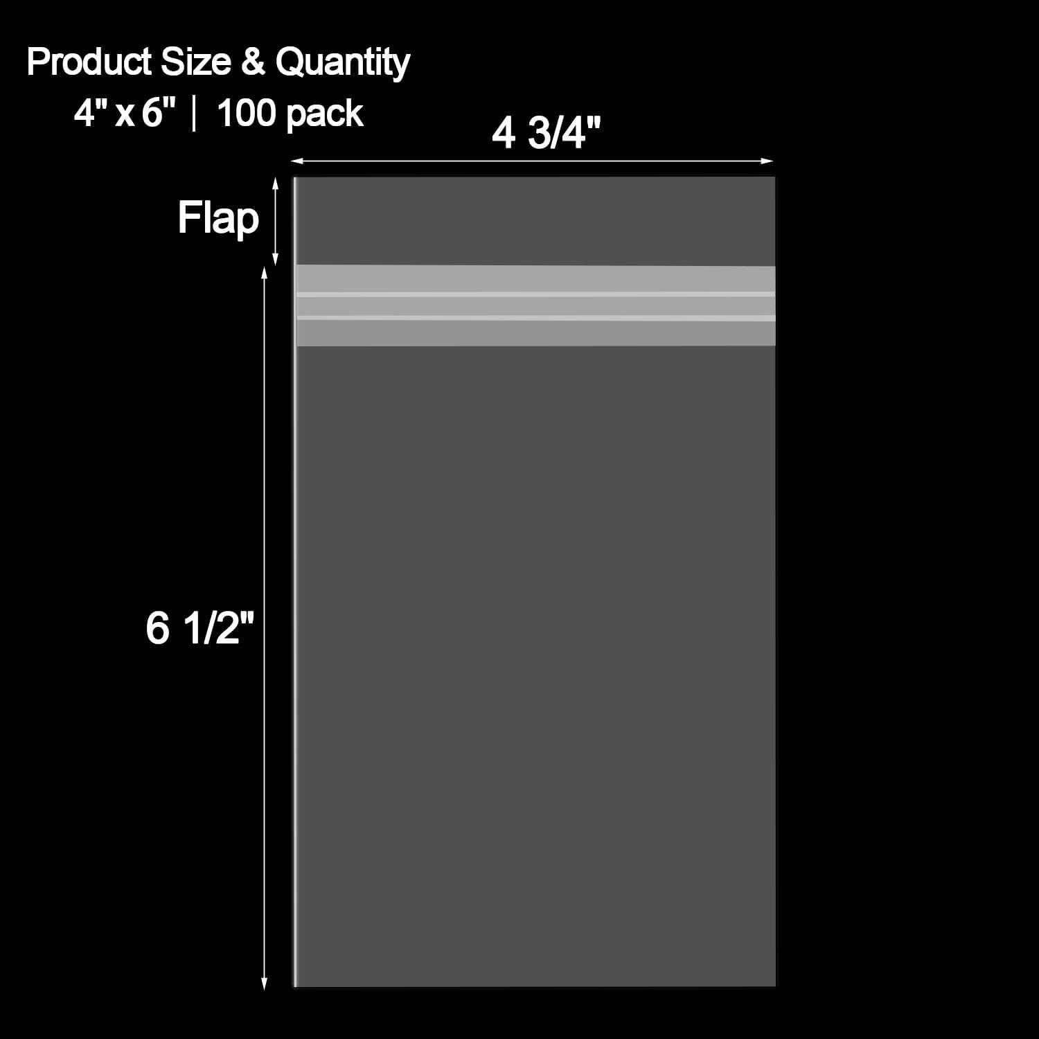 AUEAR, 4"x6" (100 Pack) Clear Plastic Sleeves - Acid Free 1.6Mil Crystal Resealable Bags -Fit for 4X6 Prints, Photos, A1 Cards, Envelopes