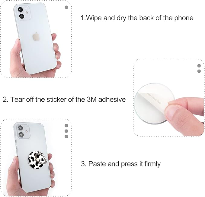 Bonoma Phone Ring Holder, 3 Pack Universal Finger Ring Stand Grip Kickstand Ring for All Smartphones (Cow)