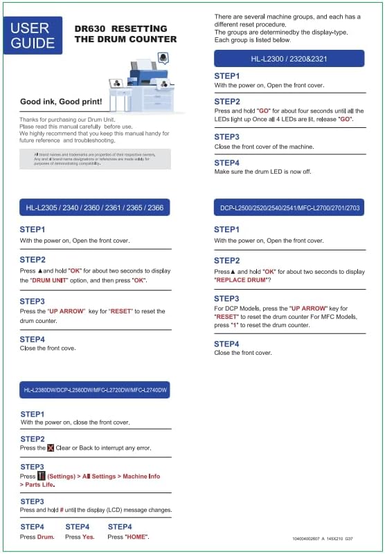 InkNI Compatible Drum (Not Toner) Replacement for Brother DR630 DR 630 Drum for HL-L2300D HL-L2320D HL-L2305W MFC-L2700DW HL-L2360DW HL-L2380DW DCP-L2540DW MFC-L2720DW Printer Black, 2-Pack