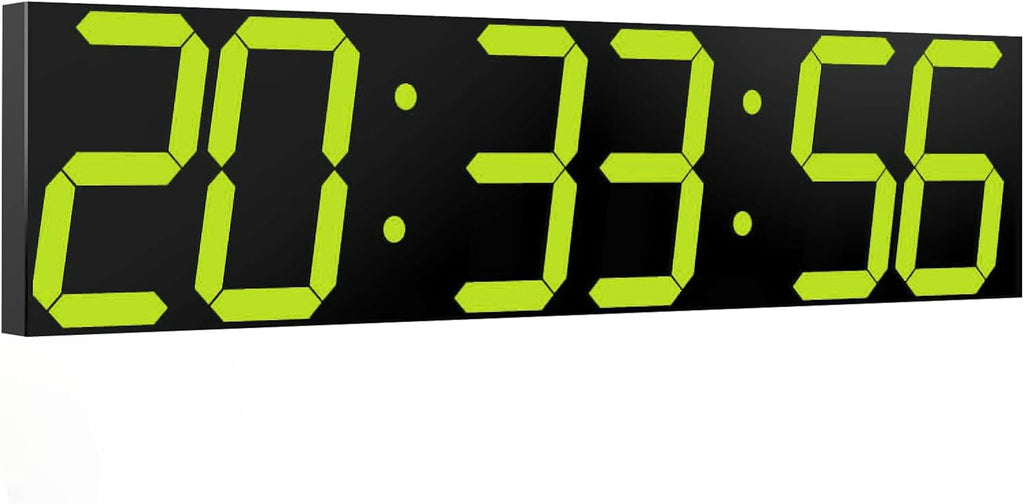 Digital Wall Clock, Oversize Digital Clock with Auto Dimmer, Huge Countdown Timer with Remote Control, 27" Wide Led Display, 6 Digits, Wall Mount, Date and Temperature（Yellow）