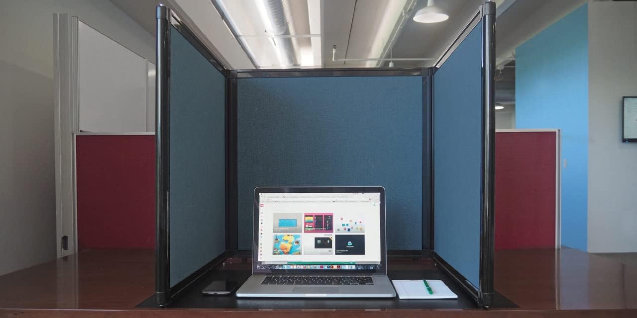 Versare Folding Tabletop Display | 3-Panel Partition | Lightweight Portable Workspace Divider | Royal Blue 99" x 36"