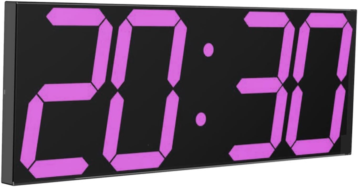 LED Large Digital Wall Clock, Oversize Wall Clock with 6” Numbers, Remote Control Count up/Countdown Timer Clock, Auto Dimmer, Big Calendar and Thermometer(Purple)