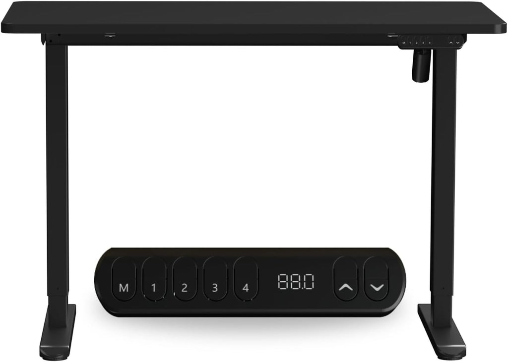 Sit to Stand Electric Standing Desk Complete Set with Frame and Tabletop 120 x 60 cm or 47.2 x 23.6 Inches (Black)