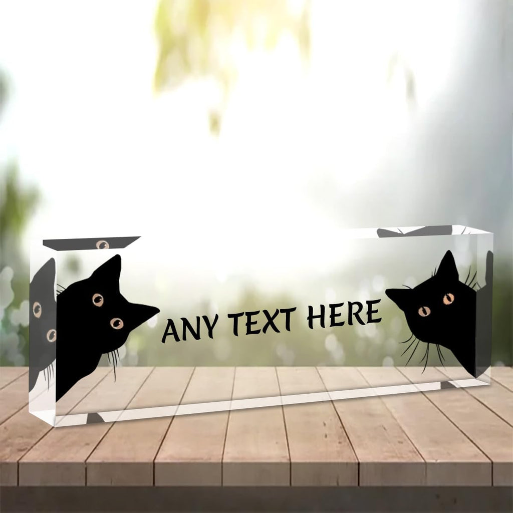 Office Desk Name Plate Personalized - Custom Acrylic Name Plates for Desk - Employee Appreciation Gifts - Office Gifts for Teacher,Boss,Nurse,Lawyer,Women Office (Funny Cat)