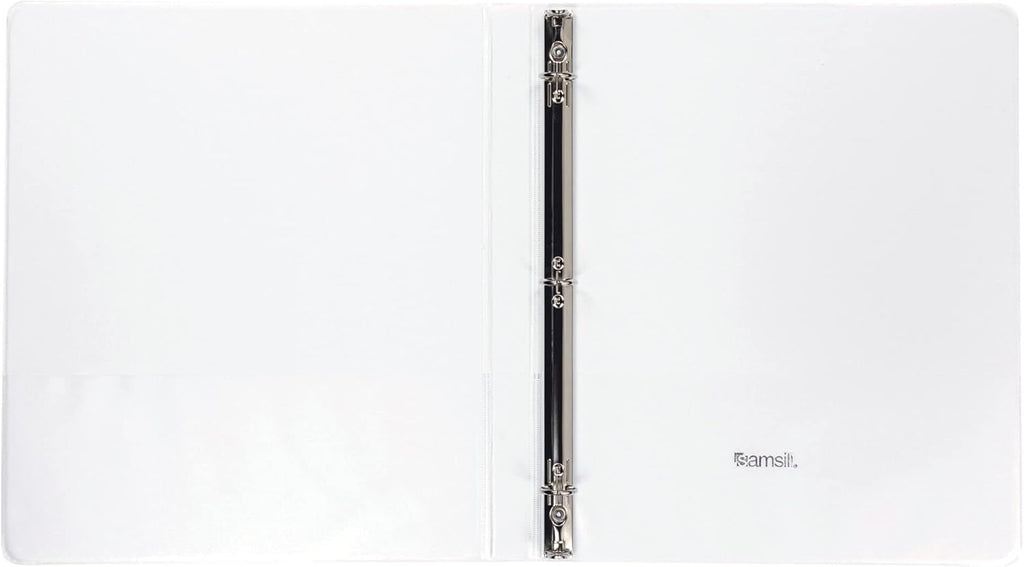 Samsill 0.5 Inch 3 Ring Binder, Made in USA, Economy Round Ring, Clear View Cover, 100 Sheet Capacity - for School, Home, Office - White, 12 Pack