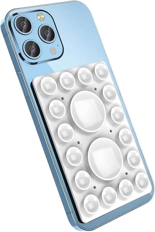 Silicone Suction Phone Holder Mount,Silicon Adhesive Phone Accessory for iPhone and Android, Hands-Free Mirror Shower Phone Holder,TikTok Videos and Selfies (White, Single Sided)