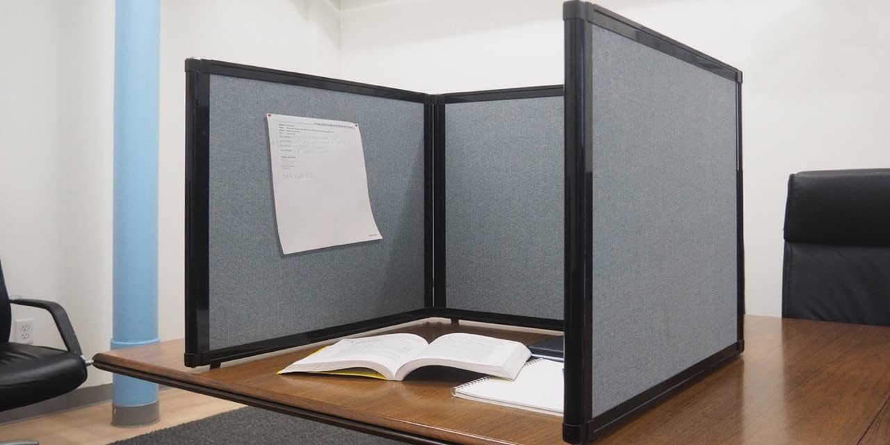 Versare Folding Tabletop Display | 3-Panel Partition | Lightweight Portable Workspace Divider | Red 78" x 36"