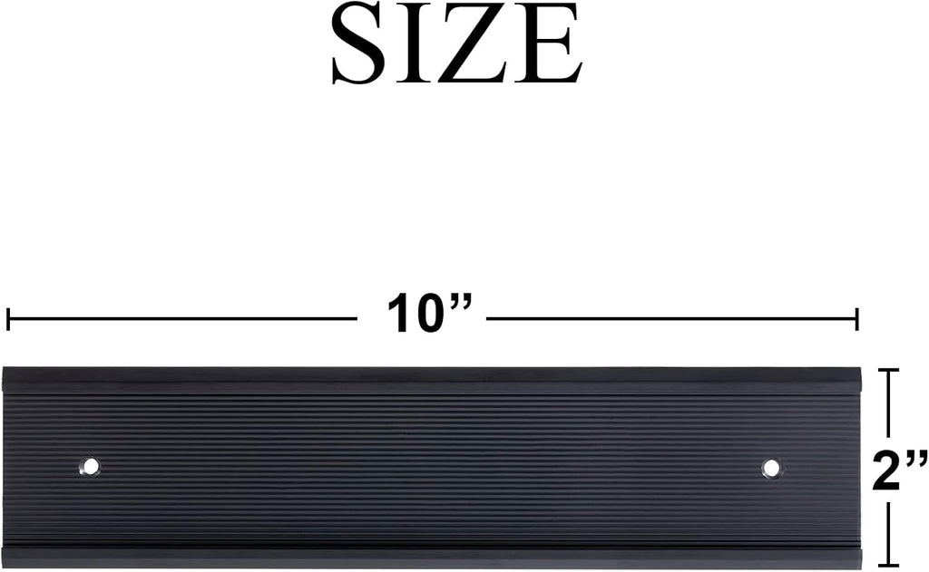 5 Pack Aluminum Wall or Door Name Plate Holder, Wall Mount Office Door Sign Holder with Double Sided Tape, for Business Department, Meeting Room, Room Number (Black, 2" x 10")