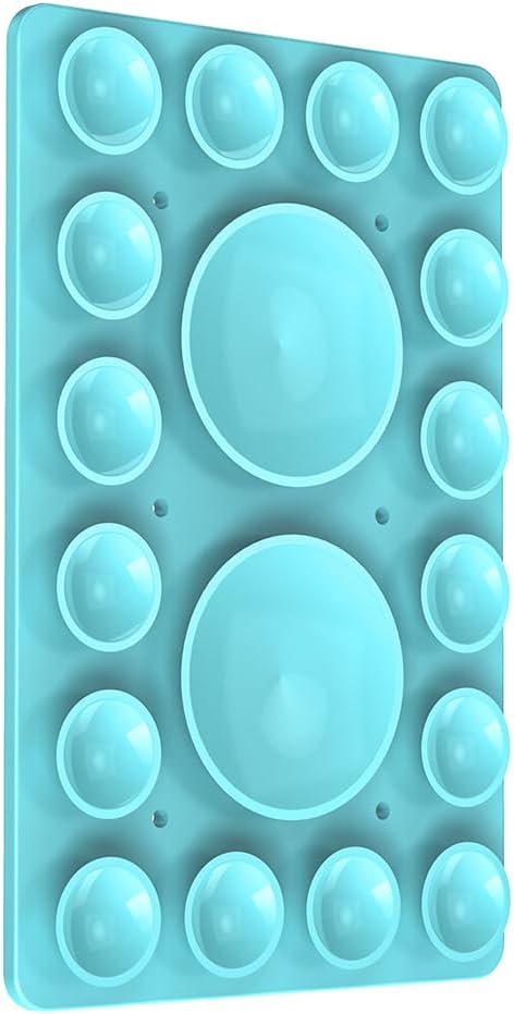 Silicone Suction Phone Holder Mount,Silicon Adhesive Phone Accessory for iPhone and Android, Hands-Free Mirror Shower Phone Holder,TikTok Videos and Selfies (Light Blue, Single Sided)