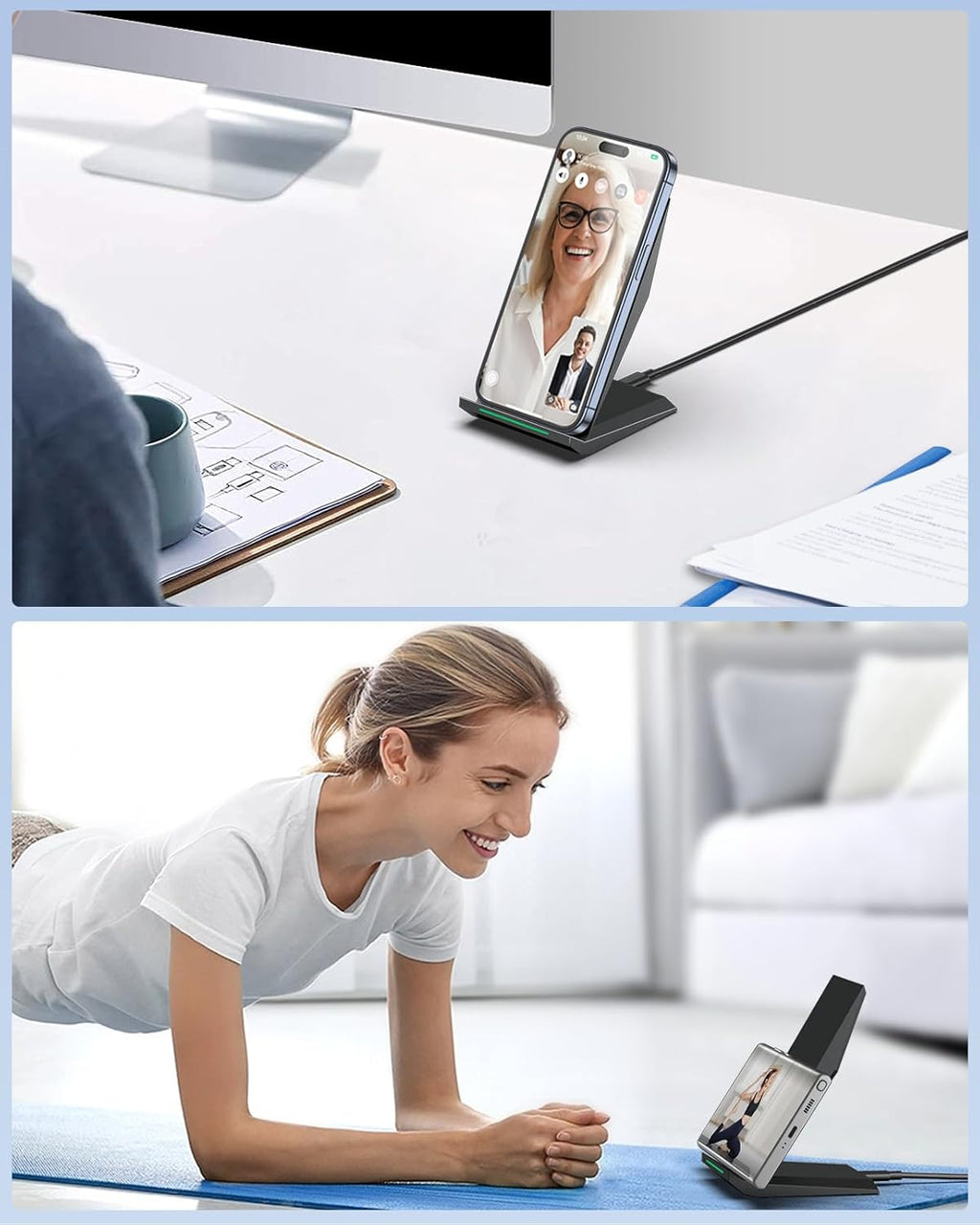 Fast Wireless Charger, NANAMI 15W Qi Certified Wireless Charging Stand Compatible iPhone 17/17 Air/16/15/15 Pro/15 Plus/15 Pro Max/14/13/12, for Samsung Galaxy S25/S24/S23/S22/S21 and Qi-Enabled Phone