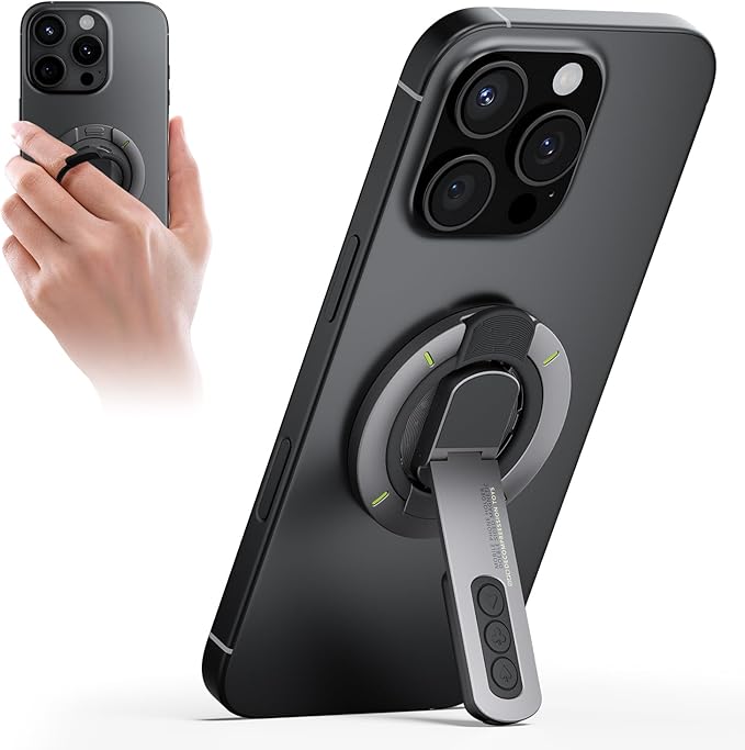 TODI for MagSafe Phone Grip Stand, 3-in-1 Magnetic Finger Ring Holder with Double-Sided Magnet, Fidget Toy Design, Magnetic Phone Stand for iPhone 16/15/14/13/12 Series