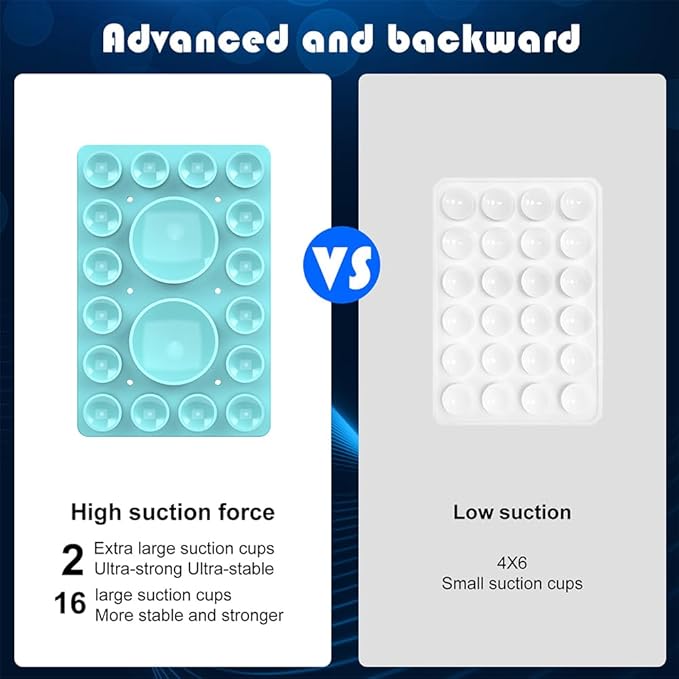 Silicone Suction Phone Holder Mount,Silicon Adhesive Phone Accessory for iPhone and Android, Hands-Free Mirror Shower Phone Holder,TikTok Videos and Selfies (Light Blue, Single Sided)