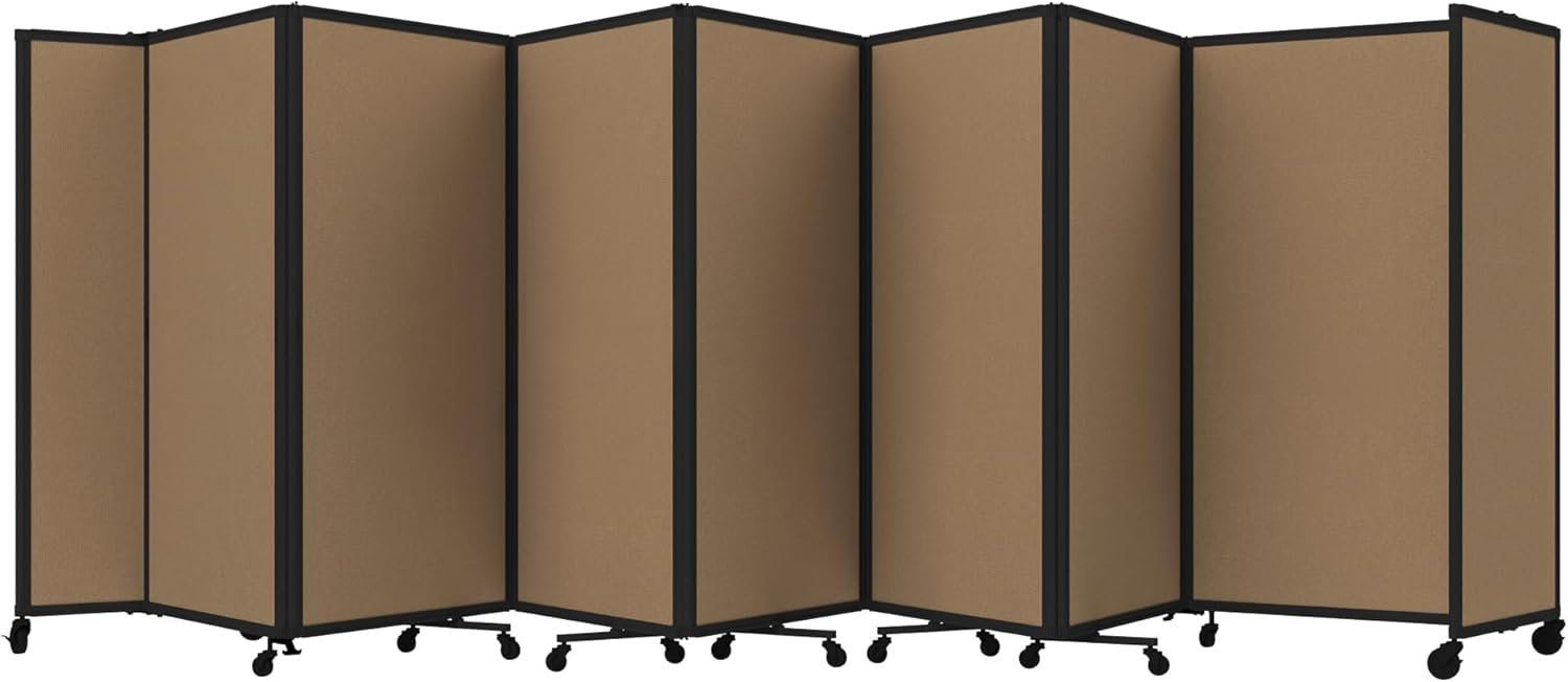 Versare Room Divider 360 Portable Wall Partition | Folding Panels | Large Freestanding Divider | Locking Wheels | Temporary Room Separator
