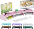 Dual Monitor Stand for Desk, Metal Monitor Riser, Pink office Supplies and Accessories (Pink)