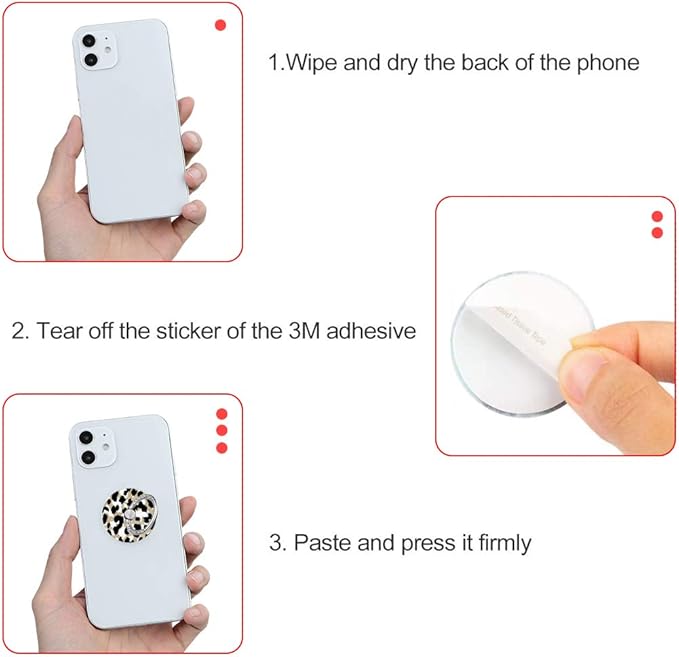 Bonoma Phone Ring Holder, 3 Pack Leopard Pattern Universal Finger Ring Stand Grip Kickstand Compatible with Smartphones and Tablets-Leopards