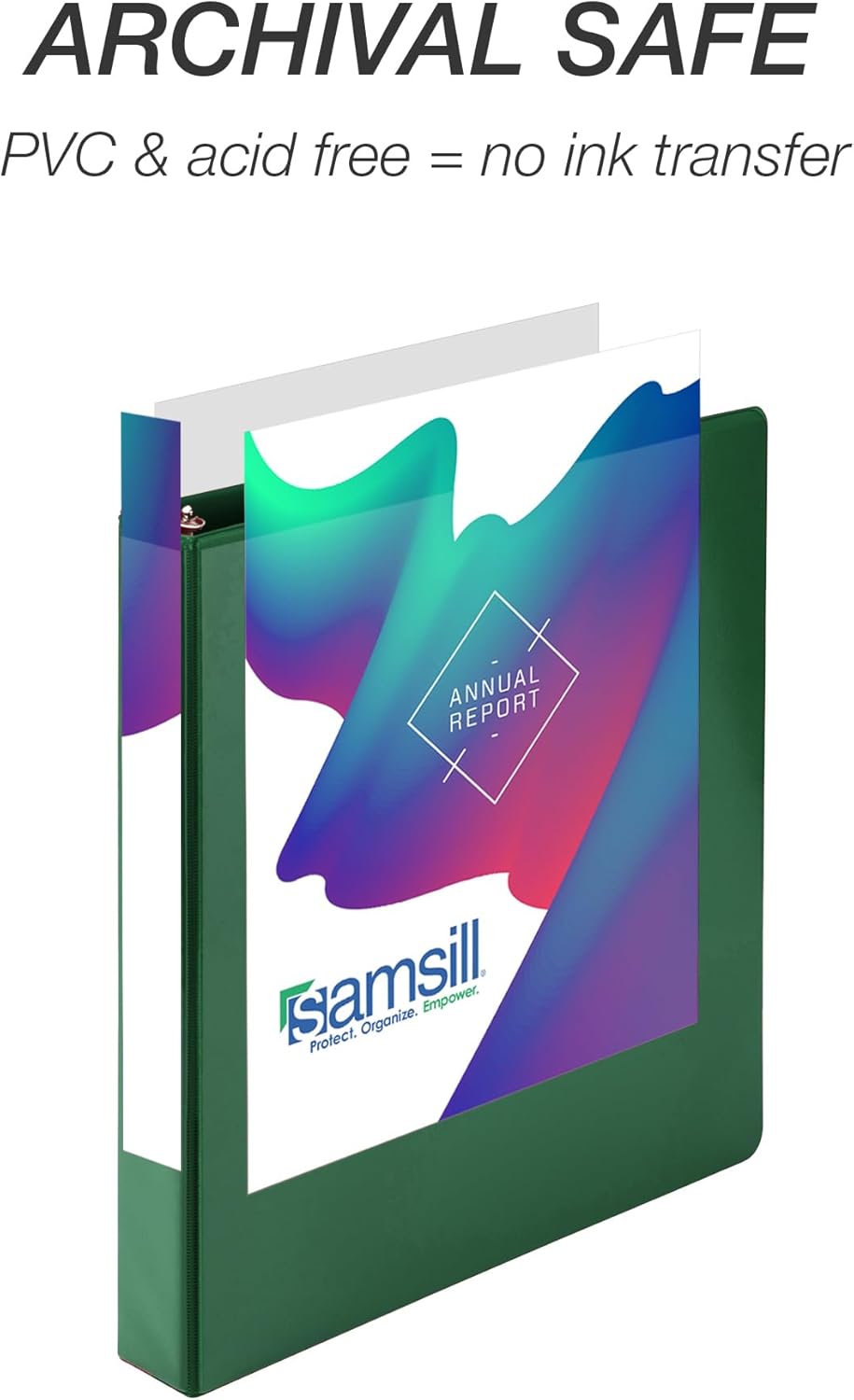 Samsill 1 Inch 3 Ring Binder, Made in USA, Economy Round Ring, Clear View Cover, 200 Sheet Capacity - for School, Home, Office - Forest Green