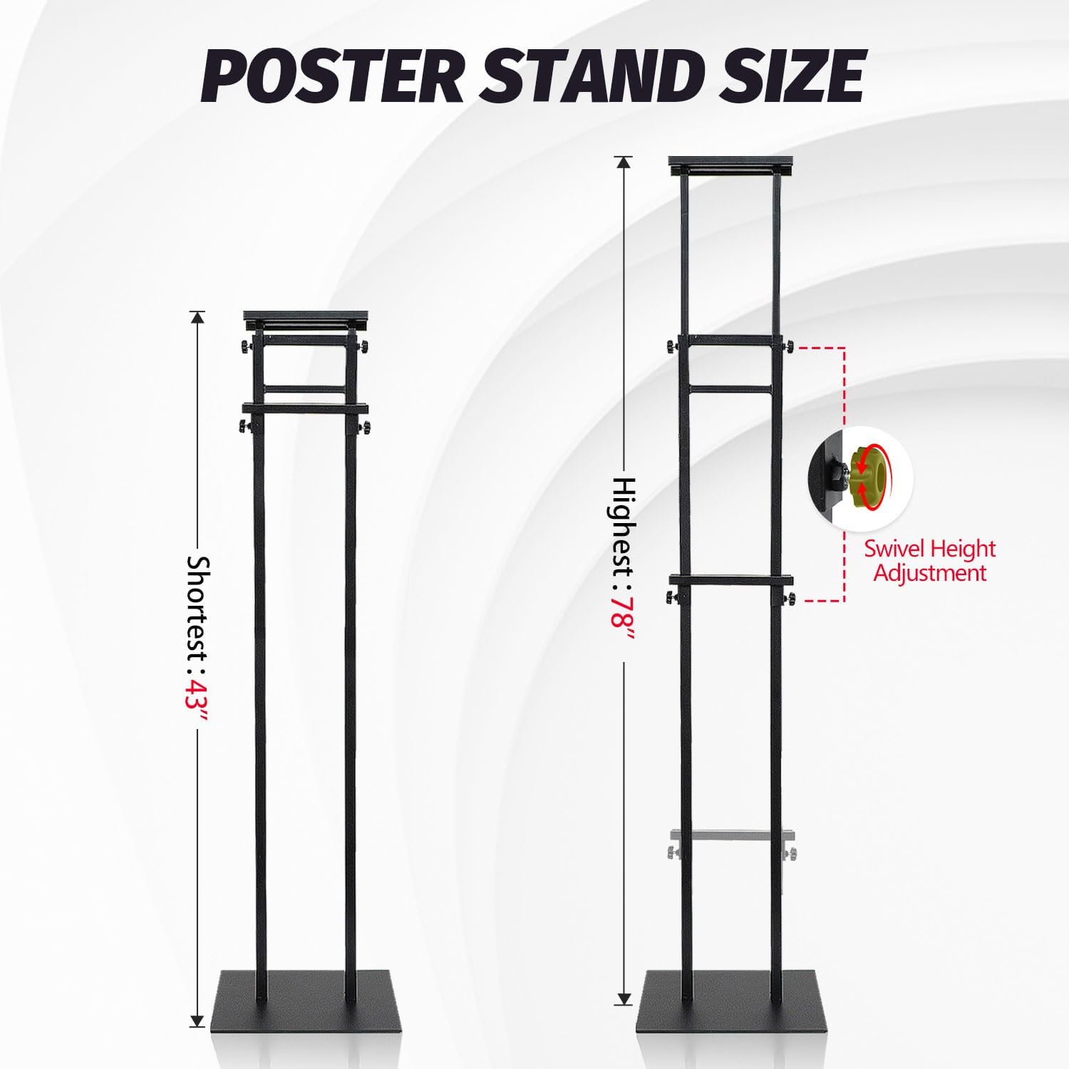Poster Sign Holder Floor Stand for Display, Floor Poster Board Stand with Heavy Duty Pedestal, Adjustable Banner Stand, Height Up to 80 inch, Double-Sided Signage with Non-Slip Mat (6 Pack)