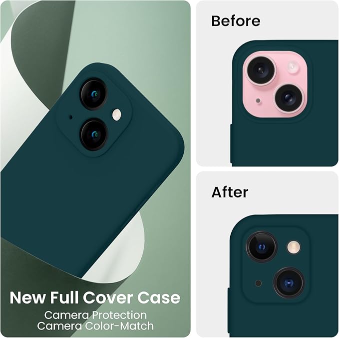 FireNova Designed for iPhone 15 Plus Case, Silicone [Camera Protection] Case with [2 Screen Protectors], Soft Anti-Scratch Microfiber Lining Inside, 6.7 inch, Teal